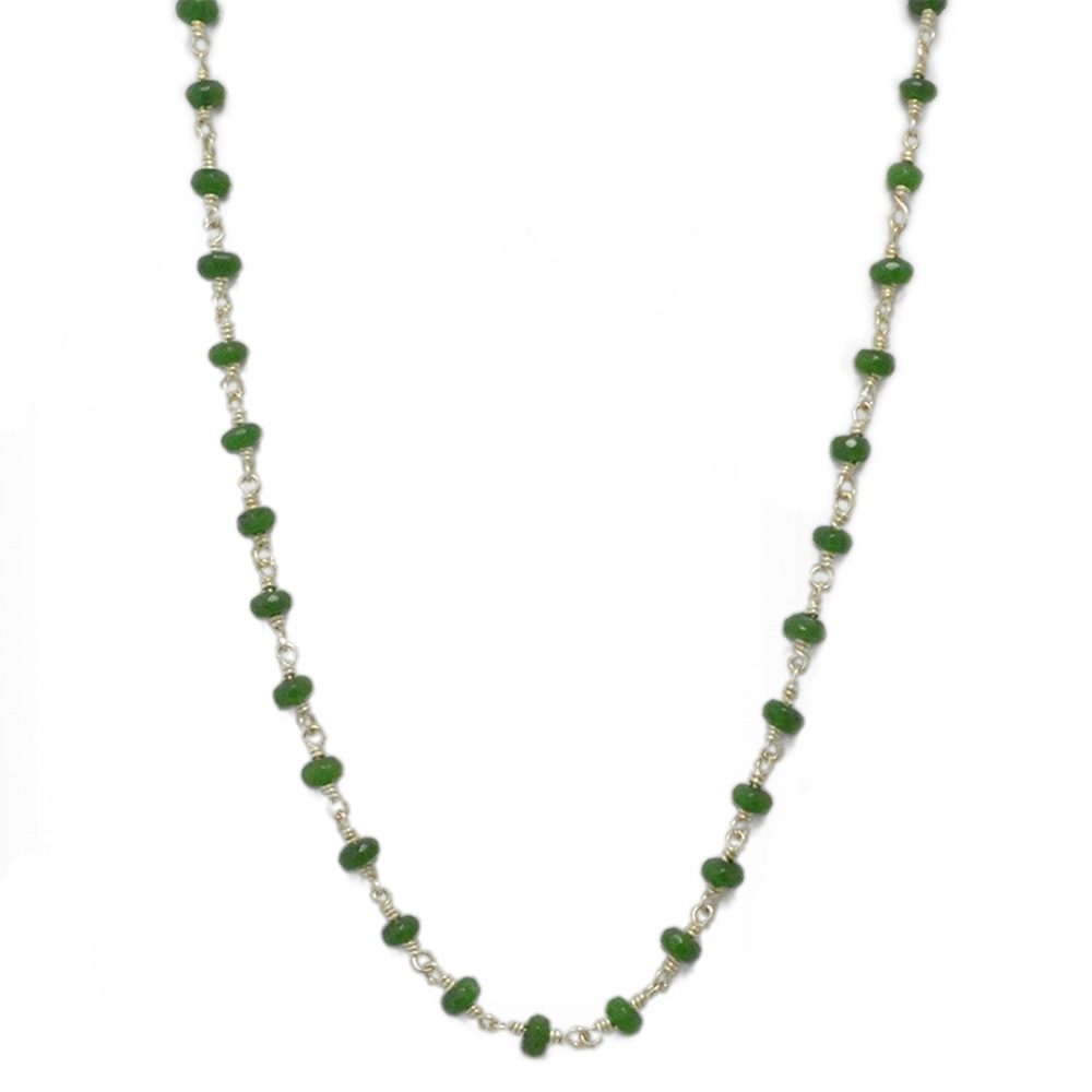 Ροζάριο Aσημένιο Mε Πράσινες Πέτρες Αχάτη