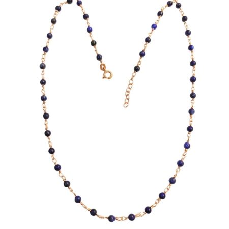 Κολιέ Ασημένιο RoseGold Ροζάριο Με Lapis Lazuli