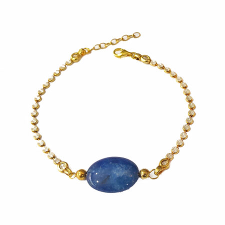 Βραχιόλι Ασημένιο Επίχρυσο Με Μπλέ Αχάτη