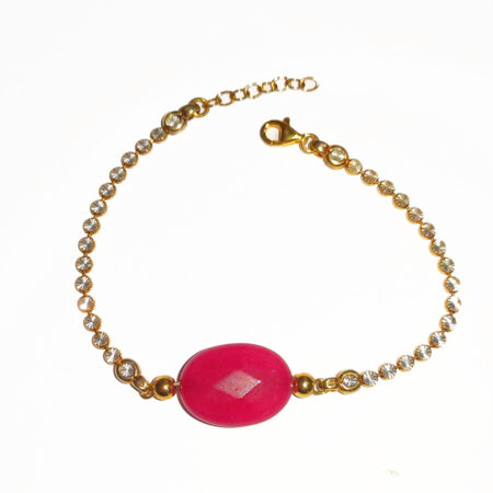 Βραχιόλι Ασημένιο Επίχρυσο Με Κόκκινο Αχάτη