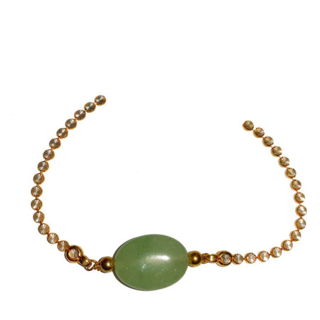 Βραχιόλι Ασημένιο Επίχρυσο Με Πράσινο Αχάτη