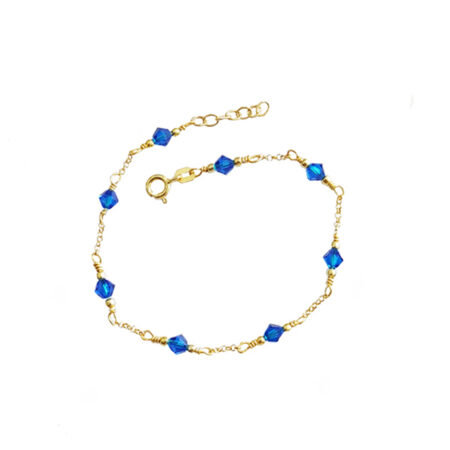 Βραχιόλι Ασημένιο Επίχρυσο Με Μπλε Swarovski