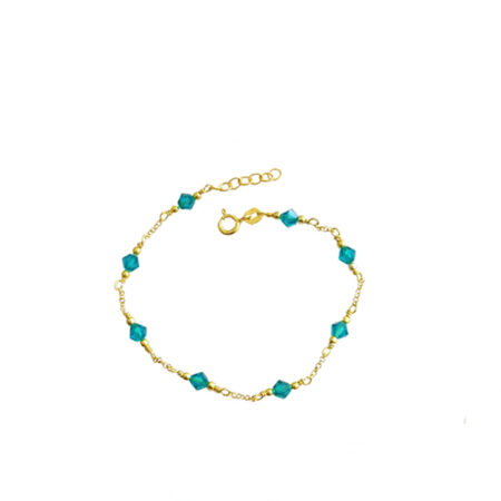 Βραχιόλι Ασημένιο Επίχρυσο Με Πράσινους Κρύσταλλους Swarovski