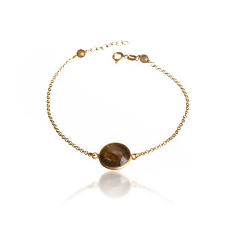 Βραχιόλι Ασημένιο Επίχρυσο Με Ορυκτή Πέτρα Λαμπραντορίτη