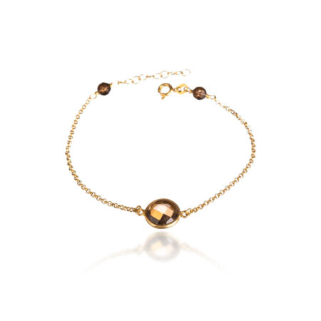 Βραχιόλι Ασημένιο Επίχρυσο Με Ορυκτή Πέτρα Καπνία