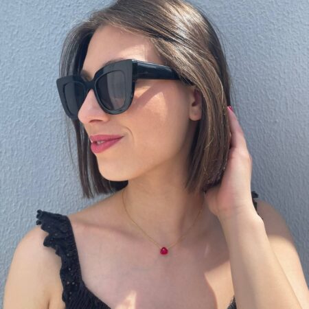 Κολιέ Ασημένιο Επίχρυσο Με Κόκκινο Κρύσταλλο